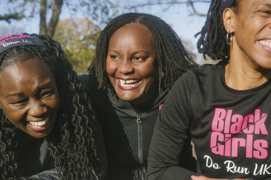 Three members of Black Girls Do Run UK.