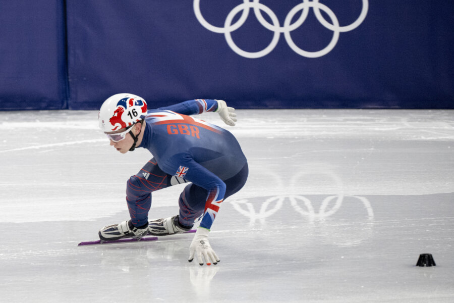 Niall Treacy during a training session at the Milano Ice Skating Arena during Milano Cortina 2026 Winter Olympics.