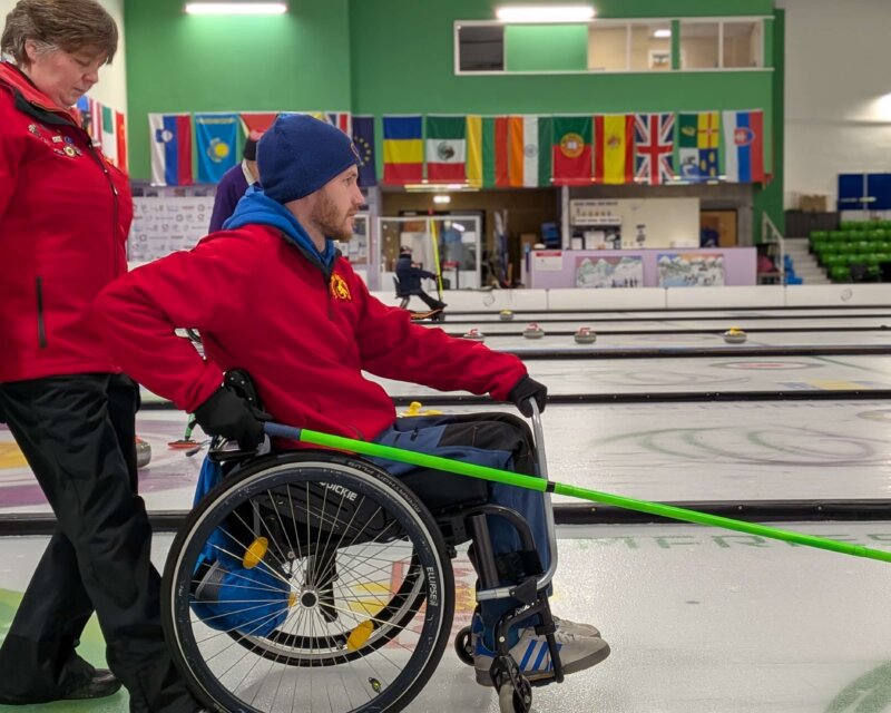 A curler in a wheelchair