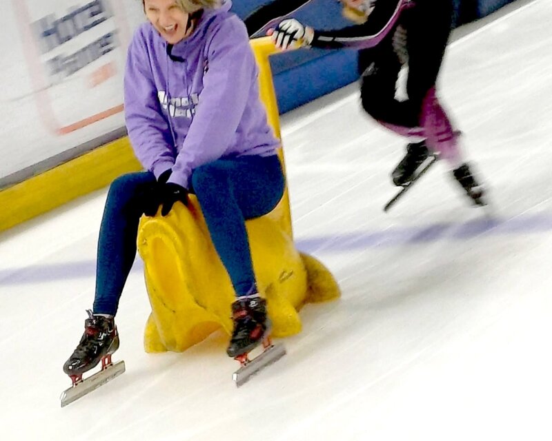 Some family fun at Altrincham Speed Skating Club, Mrs O'Hara and her daughter, club member, Isla,