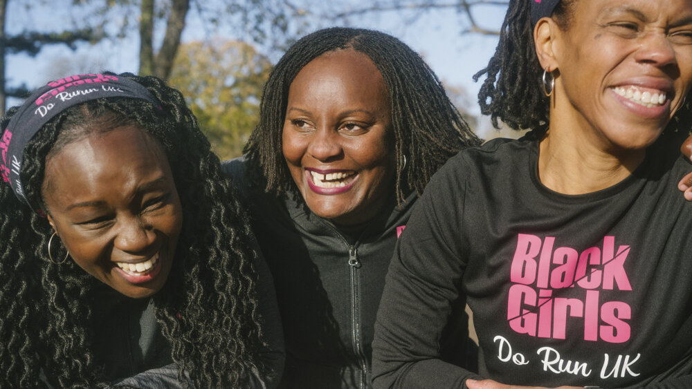 Three members of Black Girls Do Run UK.