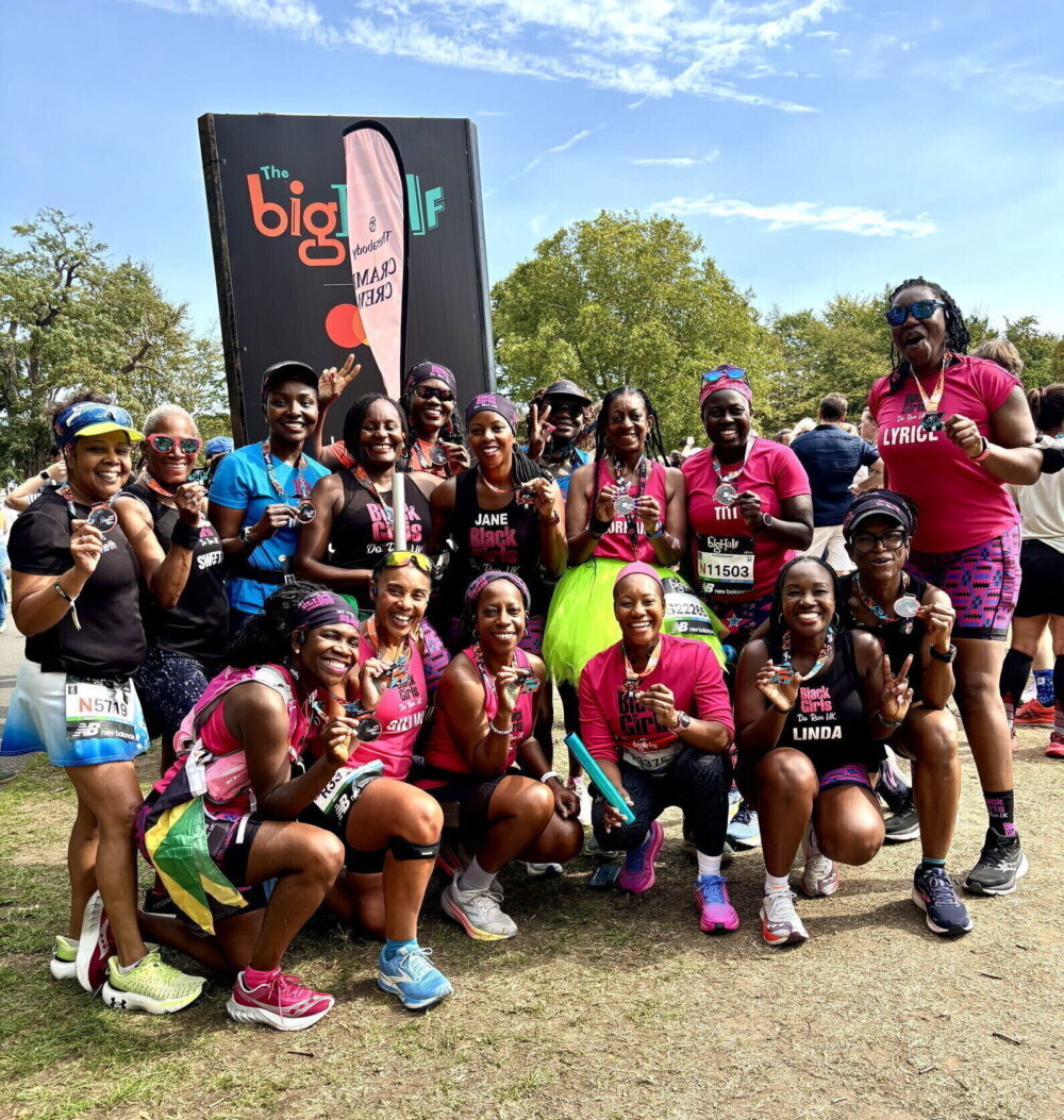 A group of Black Girls Do Run UK members after completing the Big Half in September 2025.