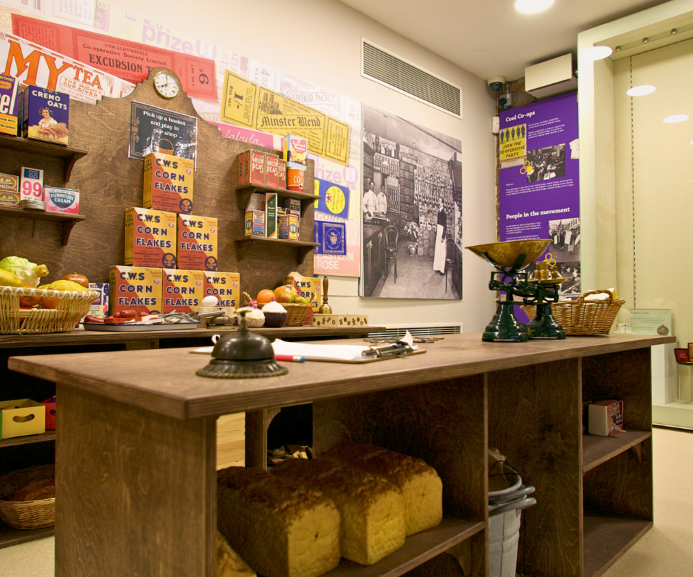 Picture of a mock-up of a Rochdale Pioneers shop at the museum