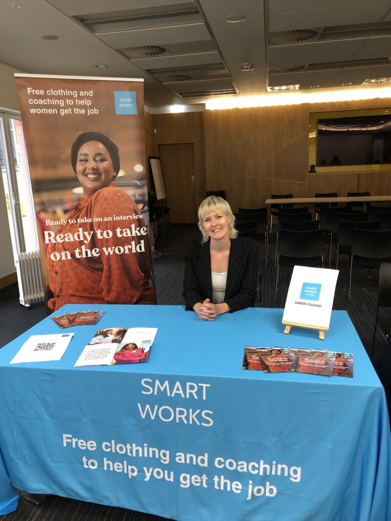 Carys in outreach mode (picture courtesy of Smart Works Scotland)