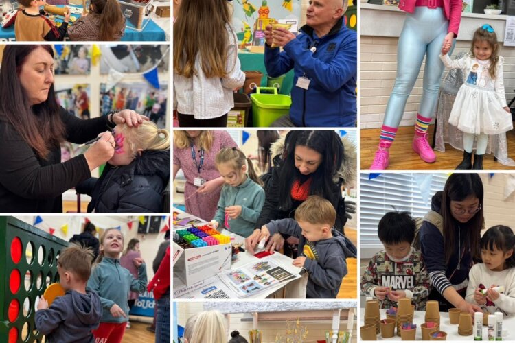 Image of adults and children having fun at a Burnside community play event.