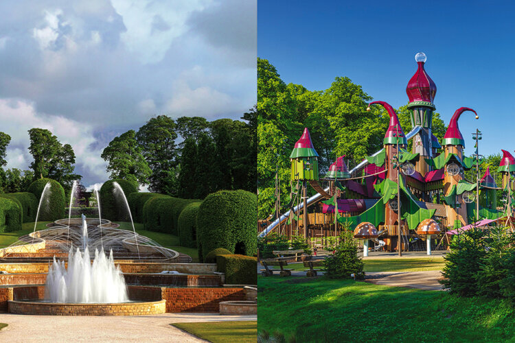 The Grand Cascade water fountain at The Alnwick Garden
Children’s play structure at the magical village of Lilidorei