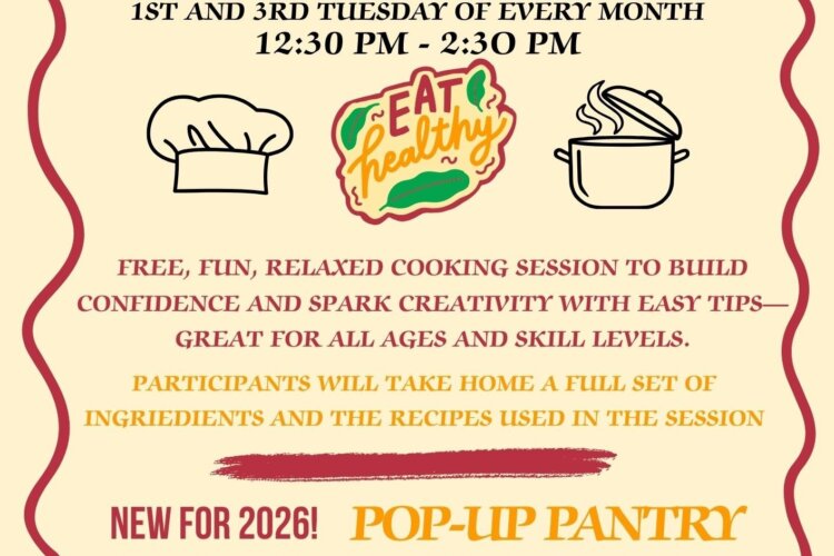 Image shows information on the cooking class D'Inspiration with times and dates on a orange and yellow background